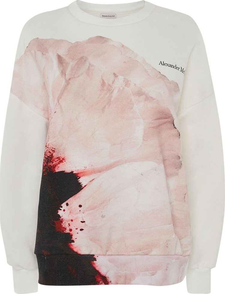 

Толстовка Alexander McQueen Paper Flower Sweatshirt 'White/Pink', розовый