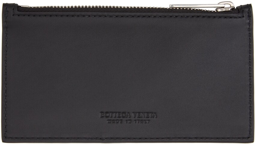 

Черно-синяя визитница Intrecciato на молнии Bottega Veneta