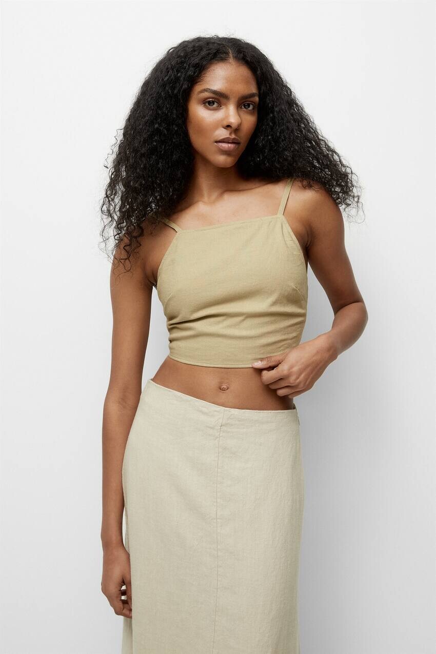 

Топ на бретелях с узлом на спине Pull&Bear, хаки