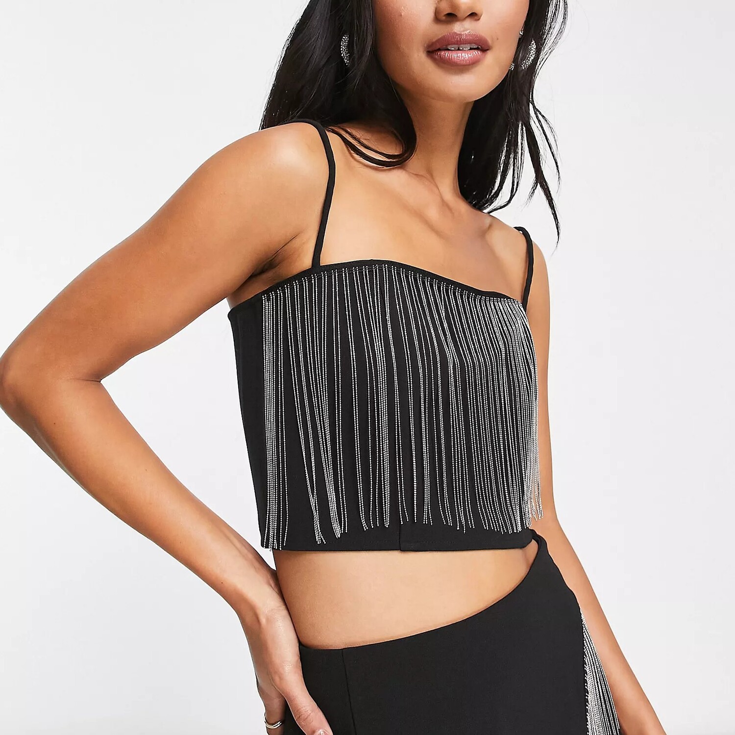 

Топ & Other Stories Co-ord Rhinestone Fringe, черный