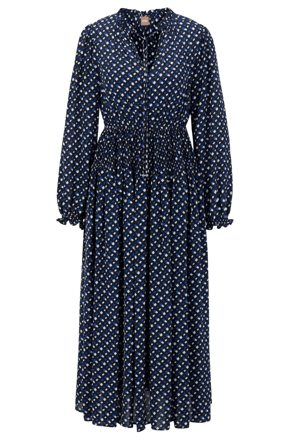 

Платье Boss Long-sleeved Monogram-print With Tie Neckline, мультиколор