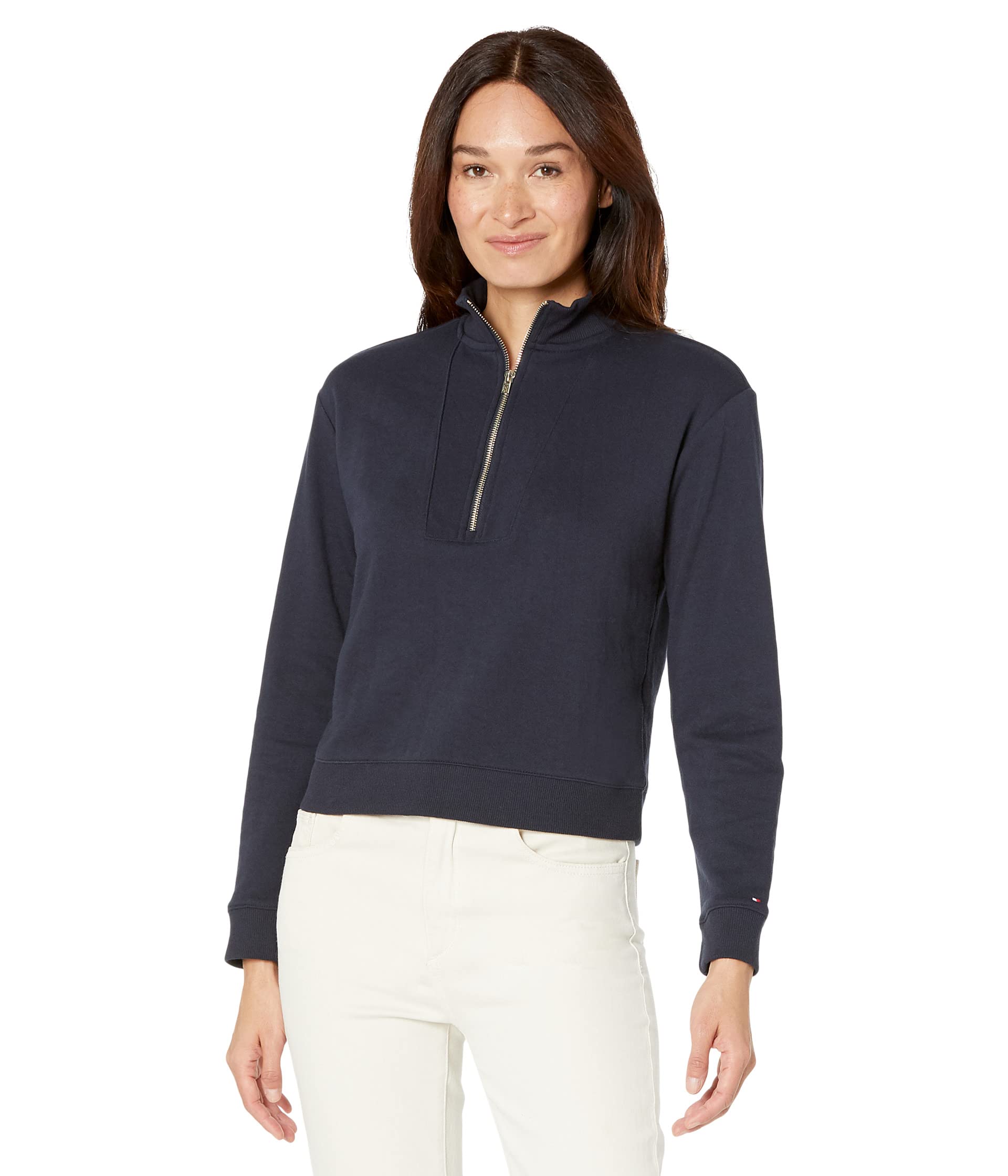 

Толстовка Tommy Hilfiger, 1/2 Zip Cropped Solid Sweatshirt