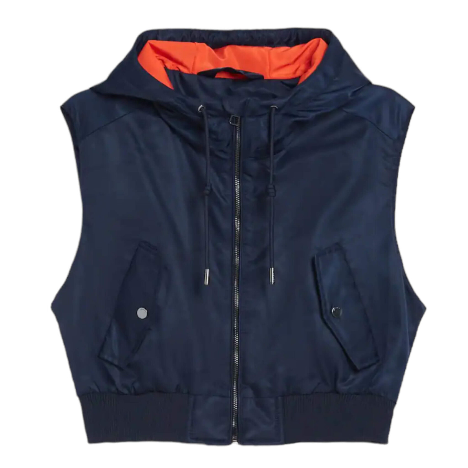 

Жилет Bershka Cropped Bomber With Hood, синий