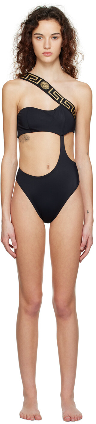 

Черный купальник с каймой Greca Versace Underwear