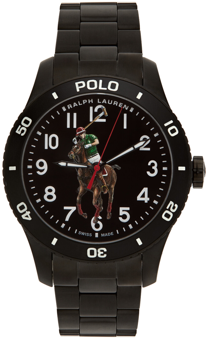 

Черные часы-поло с пони 42 мм Polo Ralph Lauren