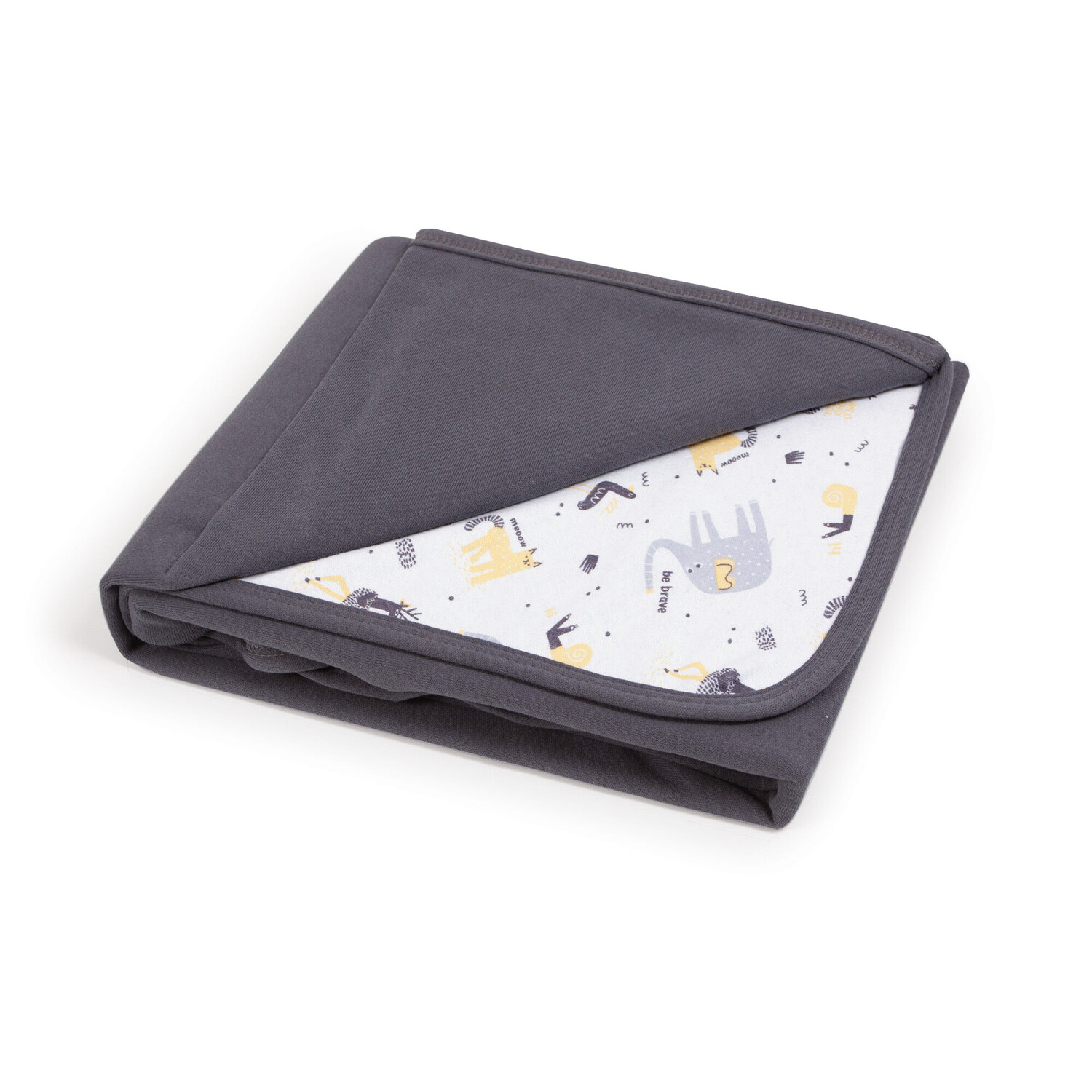 

Ceba Baby Basic одеяло детское двухстороннее 90х100 см Темно-серое + Слоник, 1 шт.