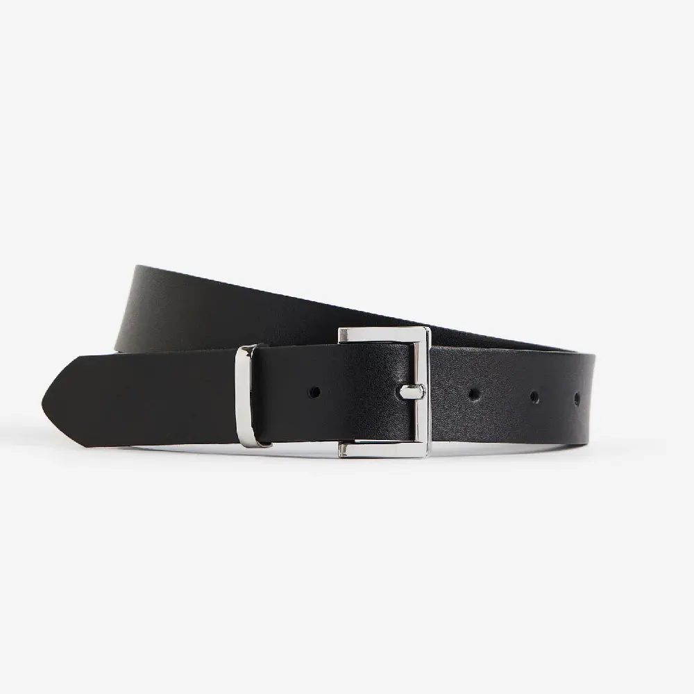 

Ремень H&M Leather, черный/серебристый