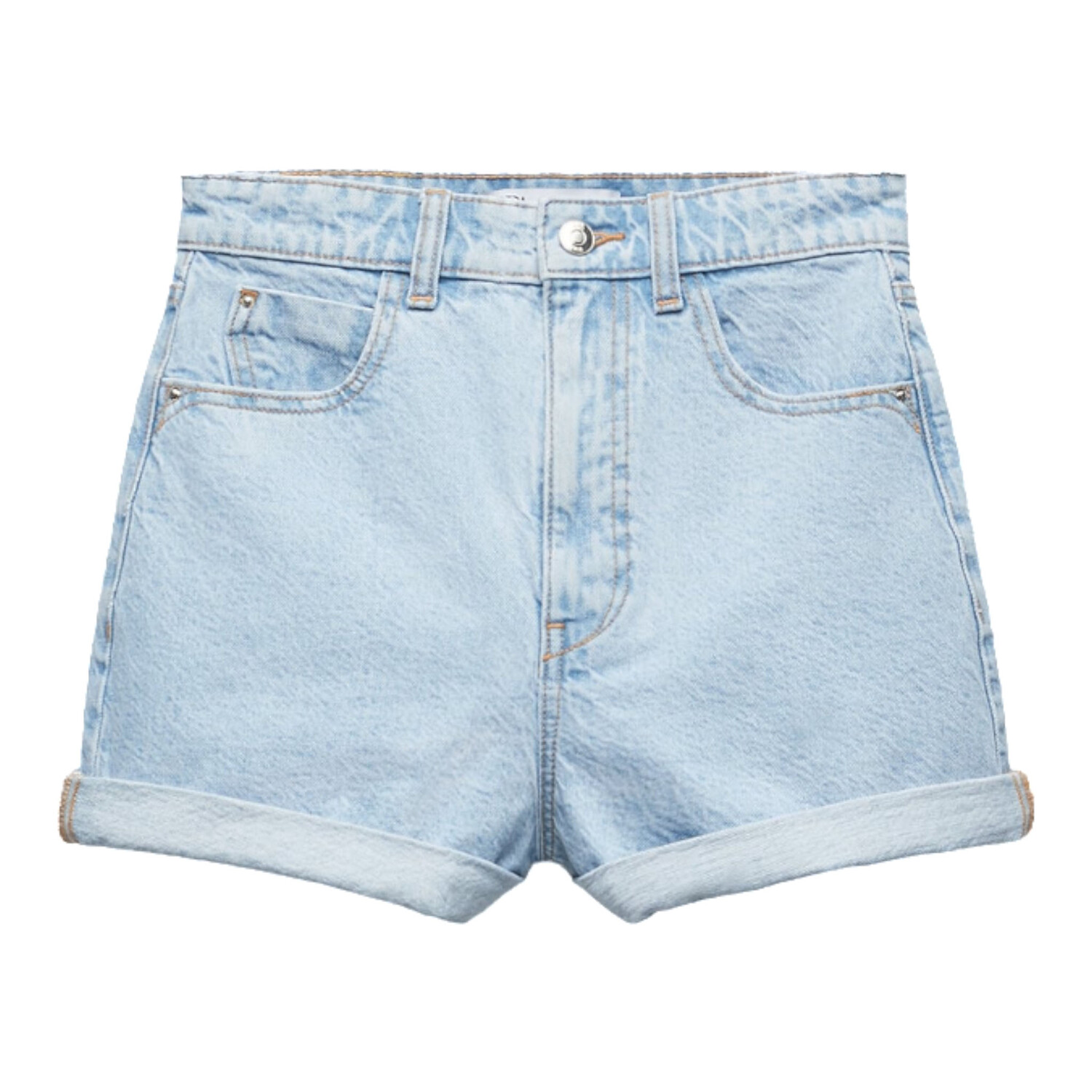 

Шорты Zara 1975 High Waist Mom Fit Denim, голубой