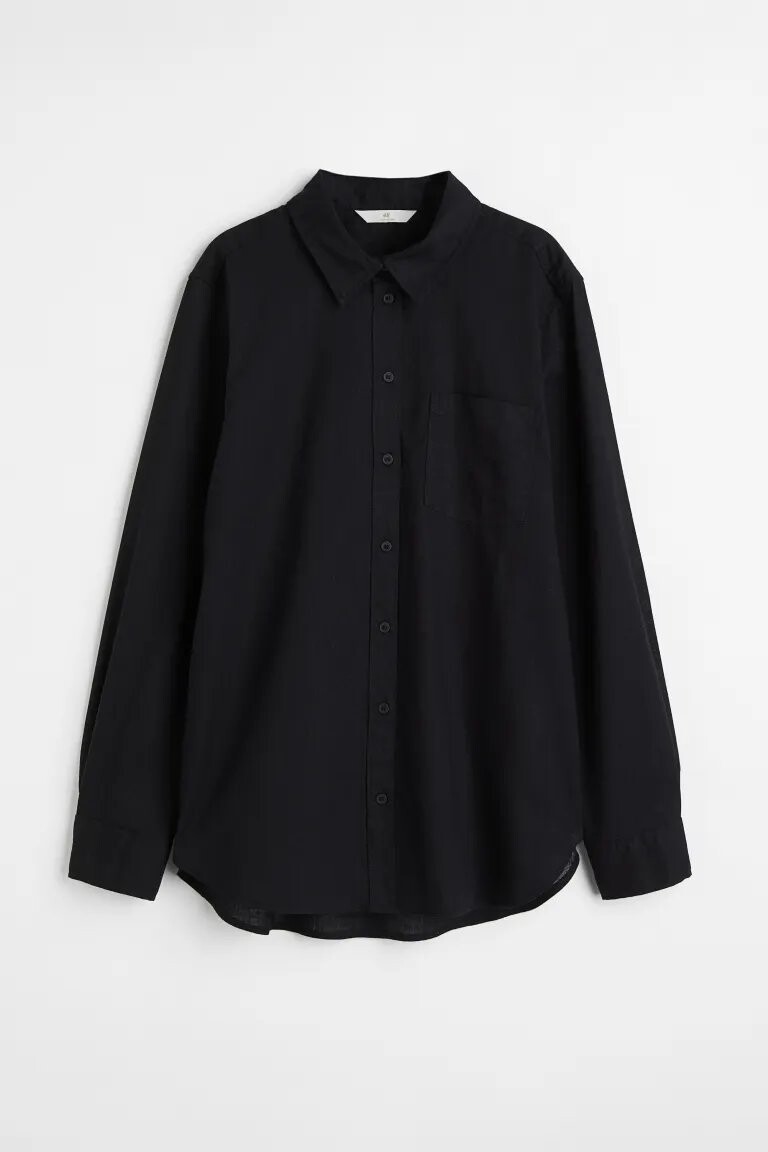 

Рубашка H&M Linen-blend, чёрный