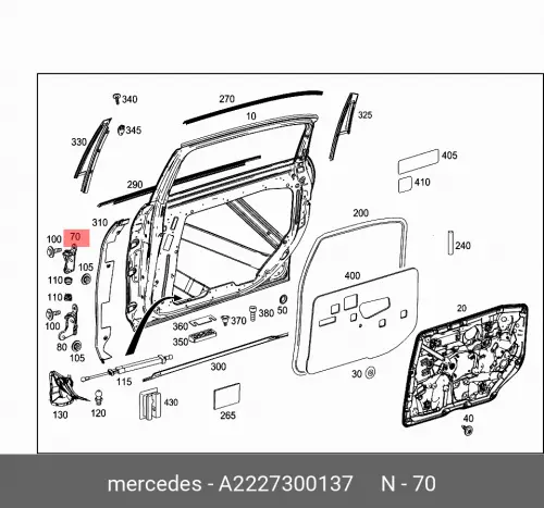 Петля задн. лев. двери верхн / scharnier A2227300137 MERCEDES-BENZ