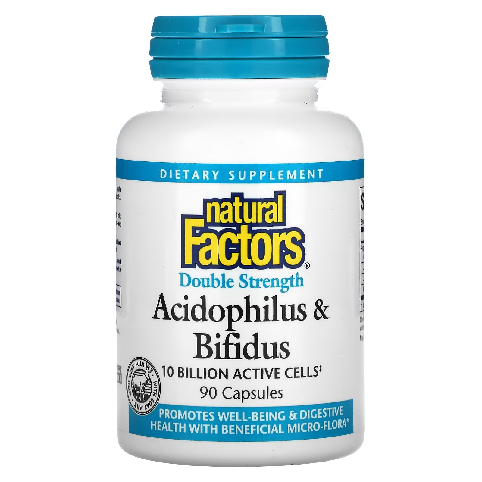 Пищевая добавка Natural Factors Acidophilus & Bifidus двойной силы, 90 капсул natural factors curcuminrich theracurmin двойной силы 60 растительных капсул