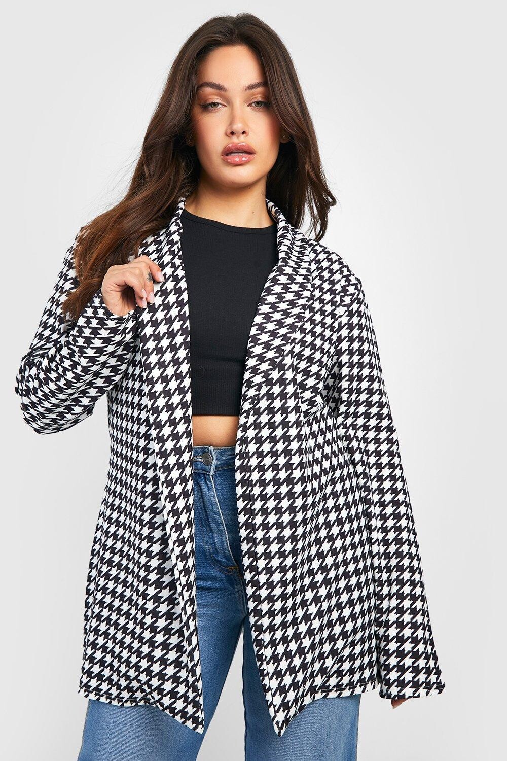

Блейзер свободного кроя Plus Dogtooth boohoo, черный
