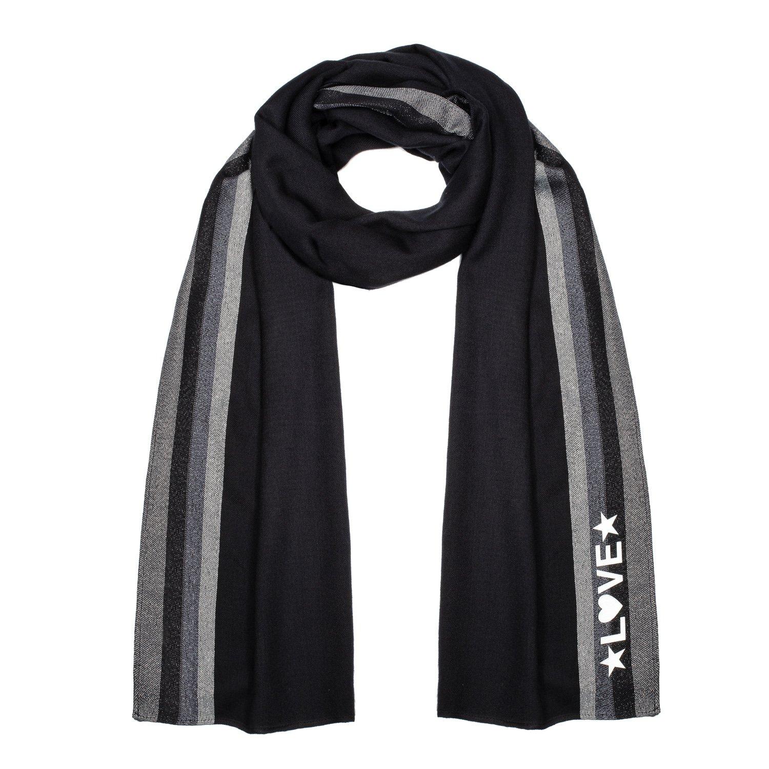 Черный шарф с надписью Бесконечная любовь Bibi Bijoux, черный