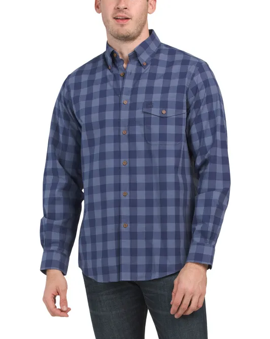 

Однотонная рубашка из матового твила Brooks Brothers, синий