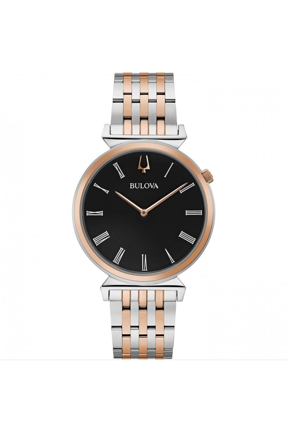 

Классические аналоговые кварцевые часы Regatta из нержавеющей стали — 98A234 Bulova, черный