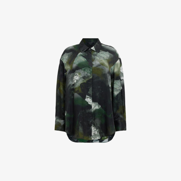 

Рубашка bernie с графичным принтом Allsaints, зеленый
