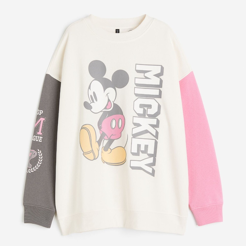 

Свитшот H&M Mickey Mouse Oversized Printed, кремовый, Бежевый