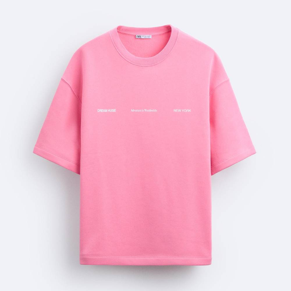 Свитшот Zara Slogan Print, розовый