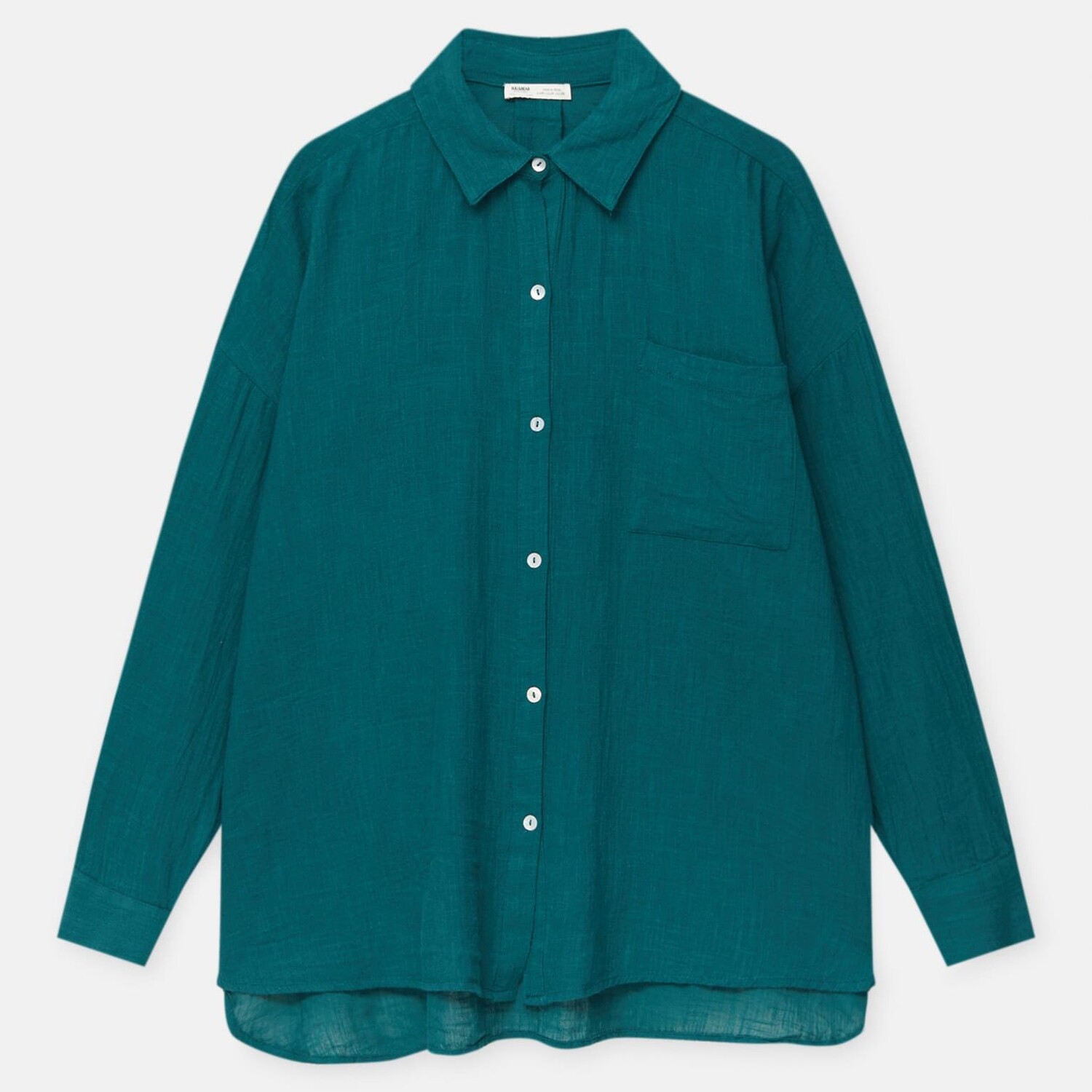 

Рубашка Pull&Bear Rustic Oversized, темно-зеленый