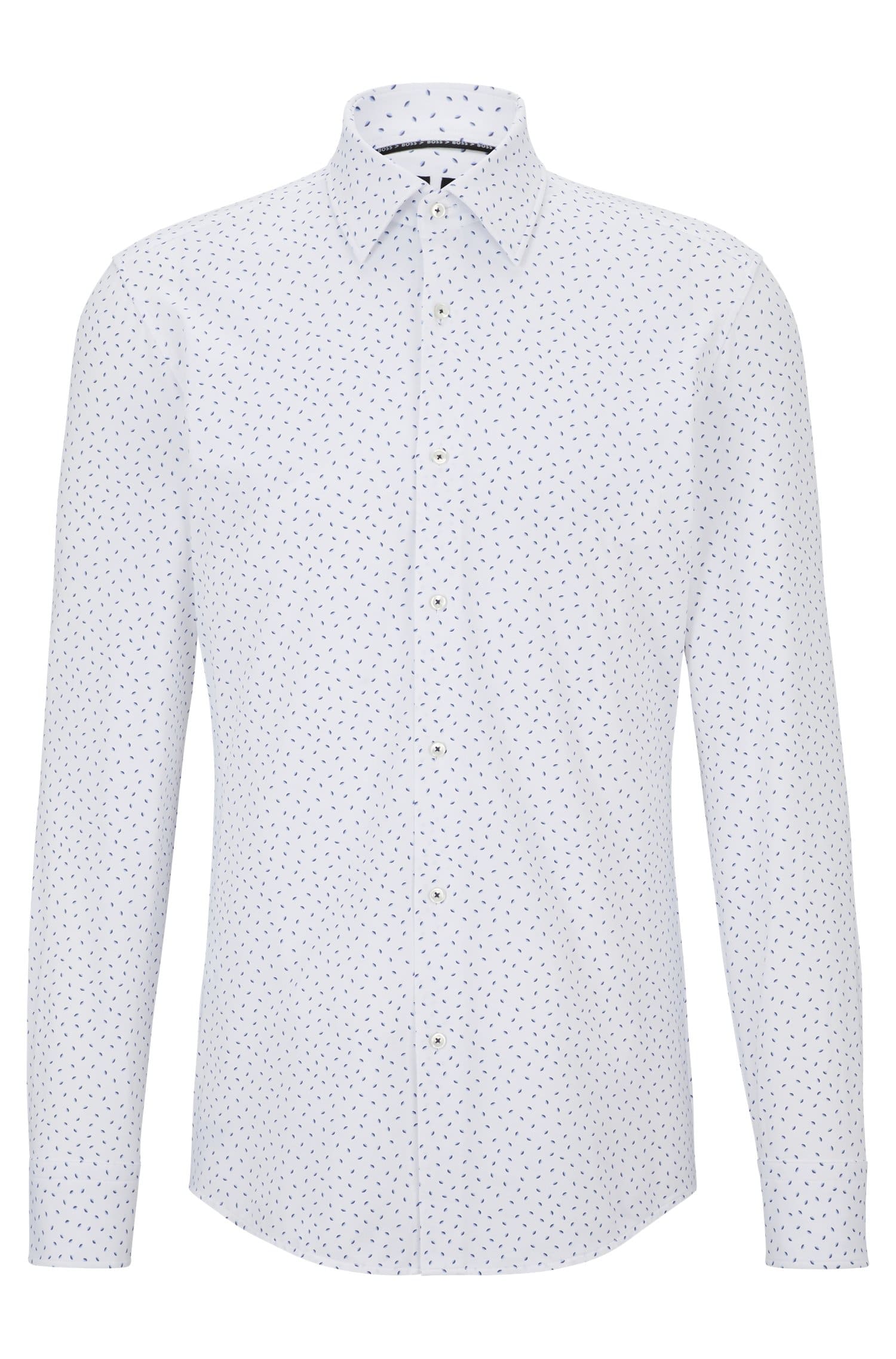 цена Приталенная рубашка Hugo Boss из функциональной эластичной ткани с узором, белый