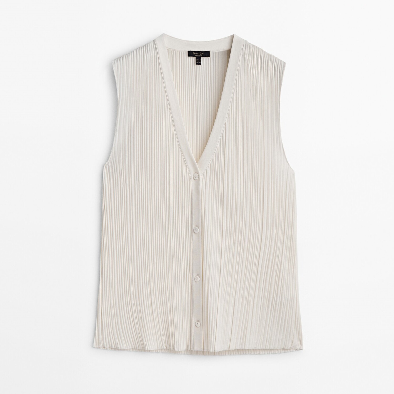 

Блуза Massimo Dutti Button Detail Sleeveless Pleated, кремовый