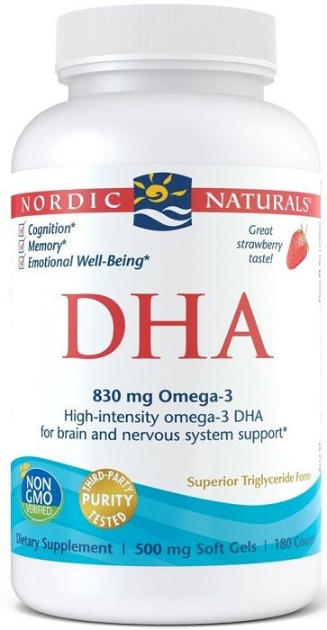 Nordic Naturals DHA 830 Mg Truskawka омега 3 жирные кислоты, 180 шт. nordic naturals naturals для беременных дгк 830 мг