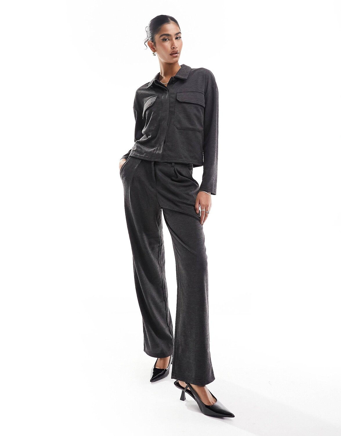

Брюки Vero Moda Jersey Comfort Wide Leg, темно-серый