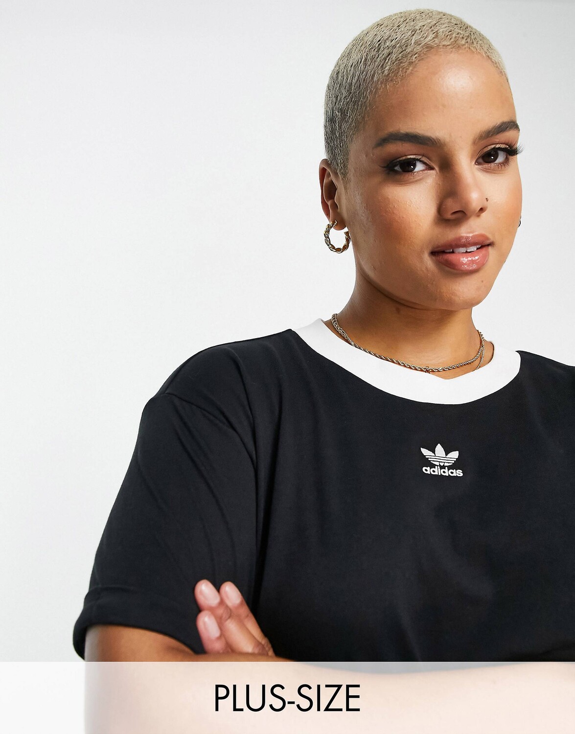

Черный укороченный топ adidas plus