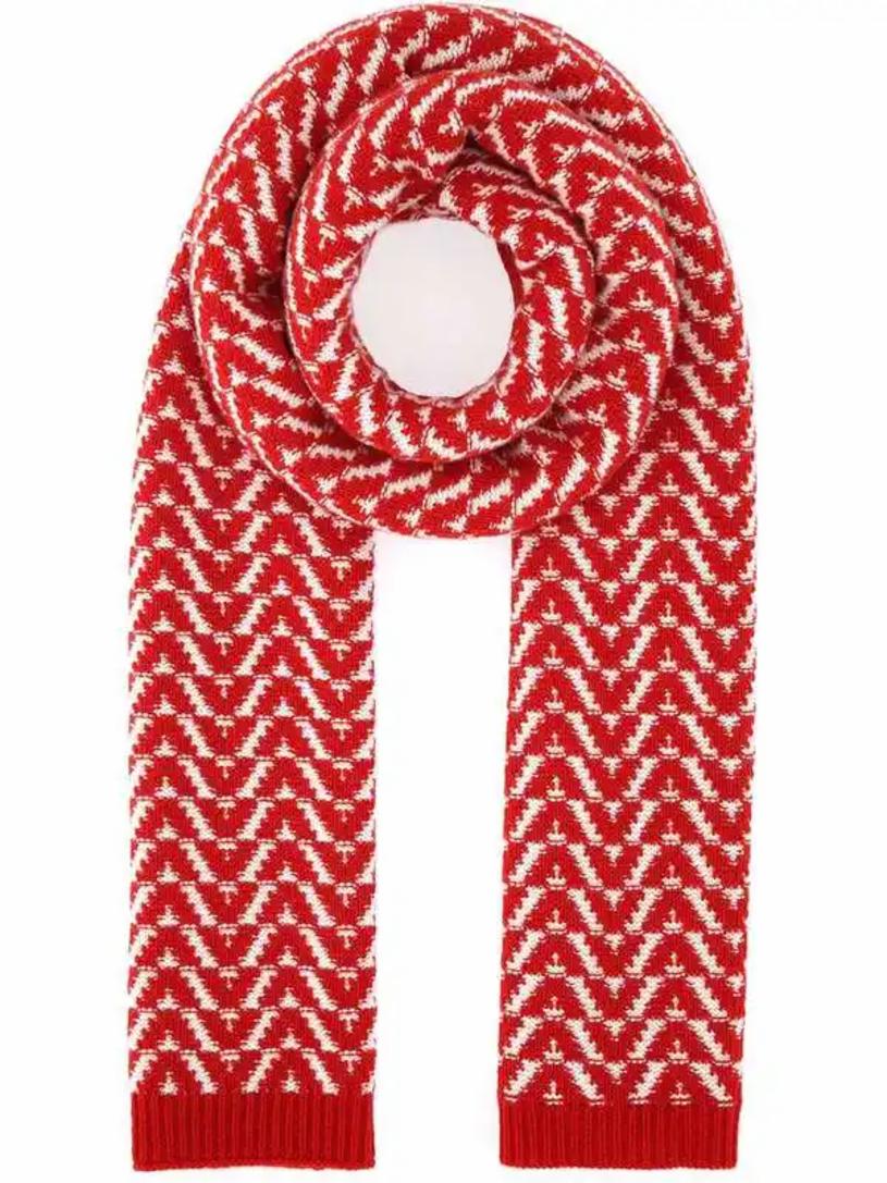 Шарф Valentino шарф из кашемира и шерсти в рубчик цвет – кофейный