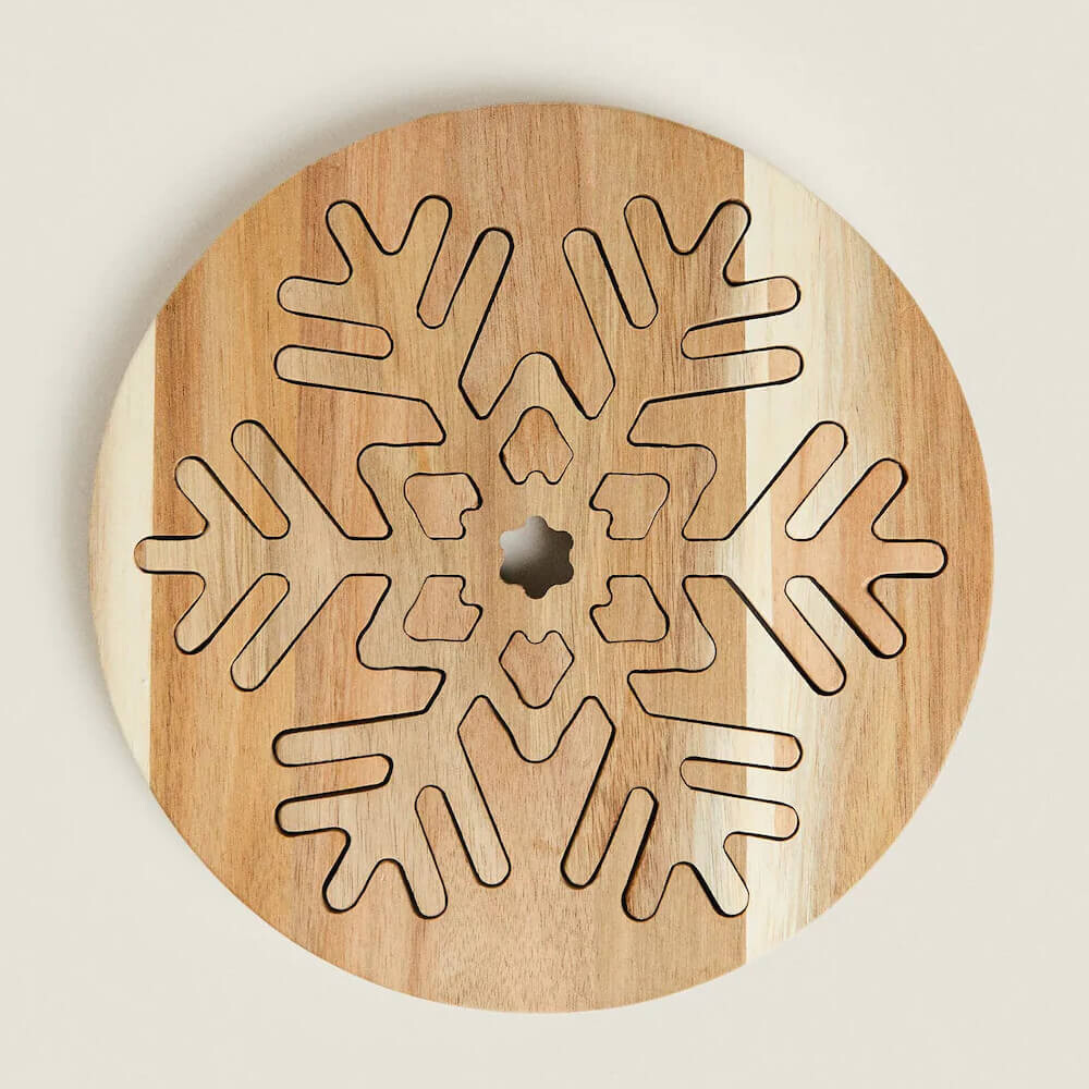 

Подставка Zara Home Christmas Snowflake Wooden, бежевый