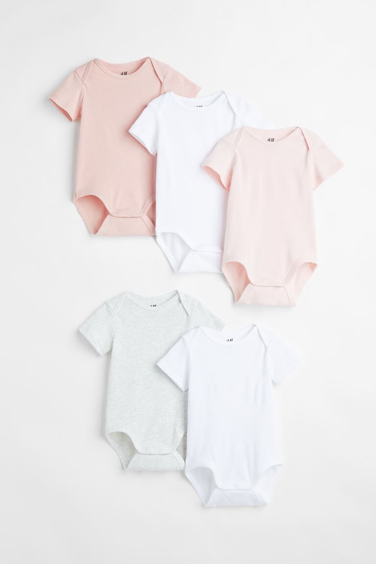 

5 комплектов боди H&M, светло-розовый/белый