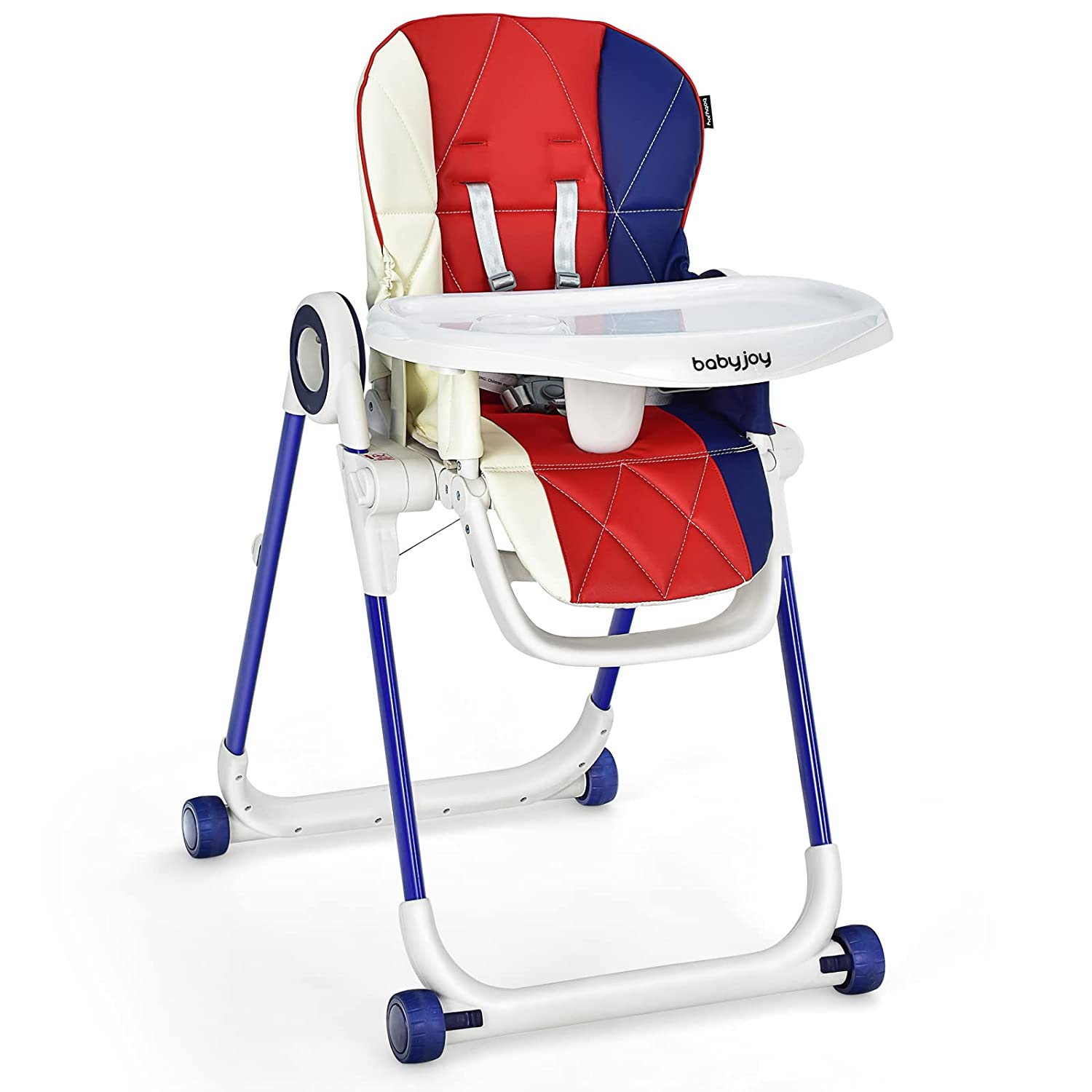 Складной стульчик для кормления с регулируемой спинкой Baby Joy, мультиколор стульчик складной без спинки тип 3 d 22мм 31х36х40см стульчик рыболовный походный стальной