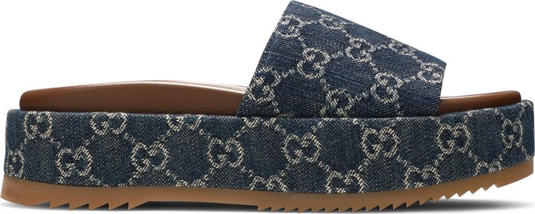 цена Сандалии Gucci Wmns Platform Slide Sandal Allover GG Denim, синий