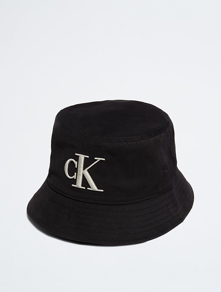 

Панама из твила с вышитым логотипом Monogram Calvin Klein, черный