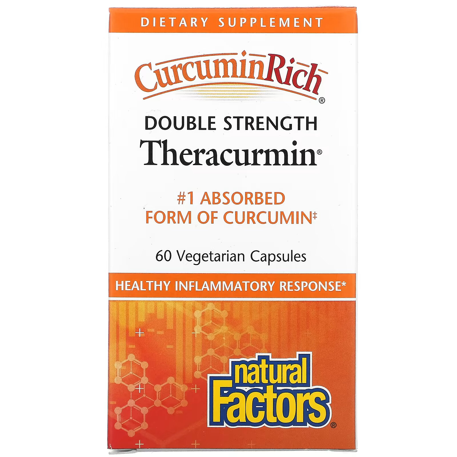 Natural Factors, CurcuminRich, Theracurmin двойной силы, 60 растительных капсул - фото