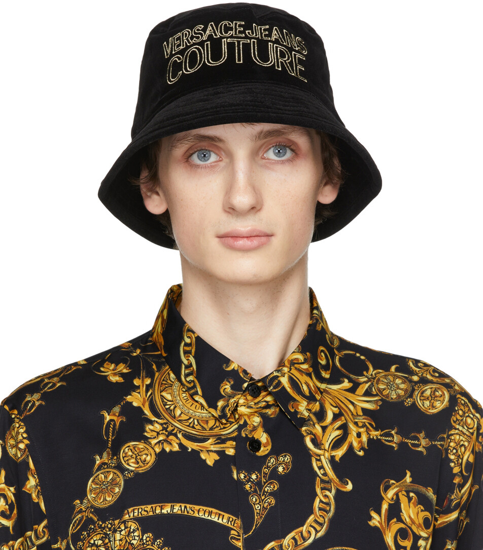 

Черная бархатная панама с логотипом Versace Jeans Couture