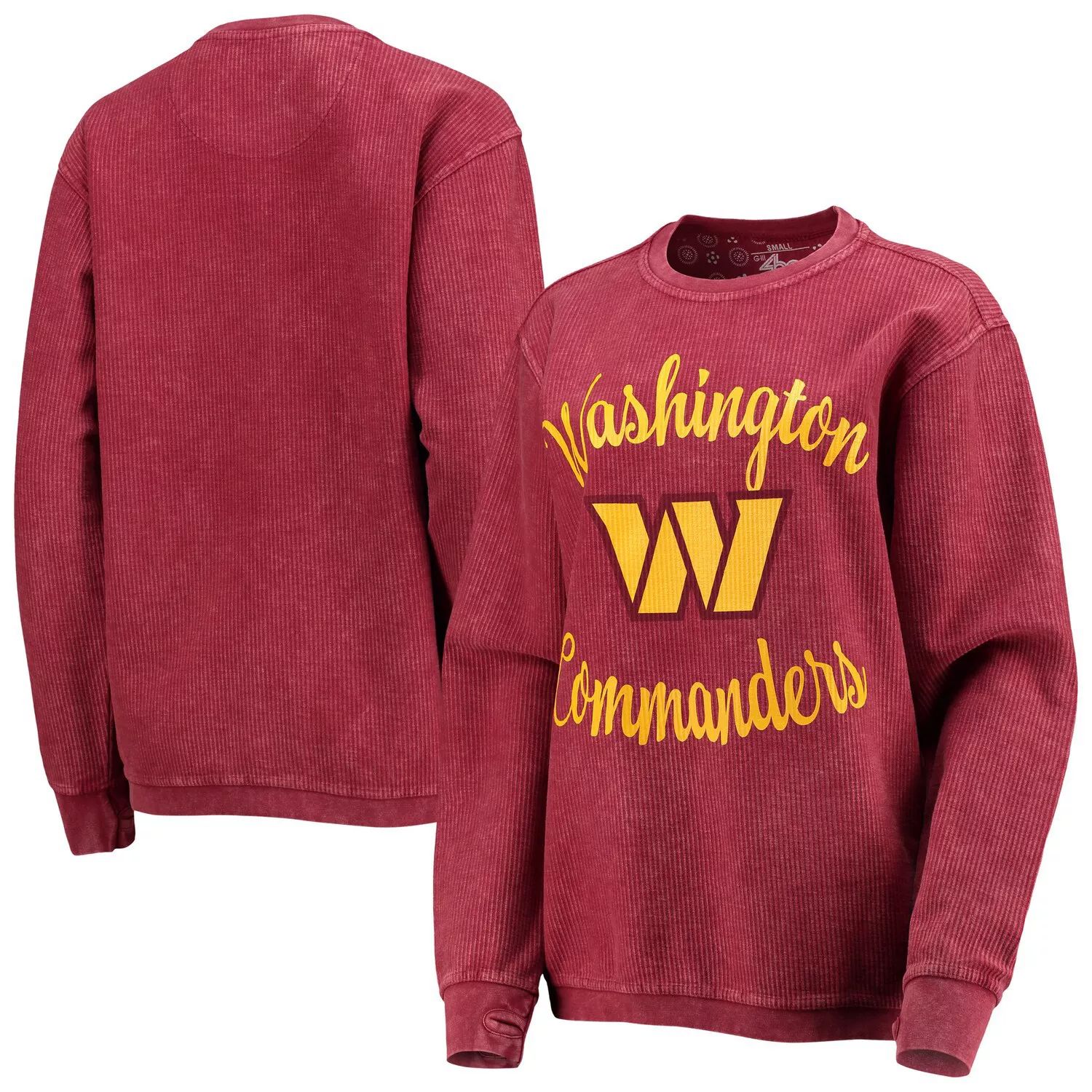 Женский удобный вельветовый пуловер G-III 4Her by Carl Banks бордового цвета Washington Commanders G-III