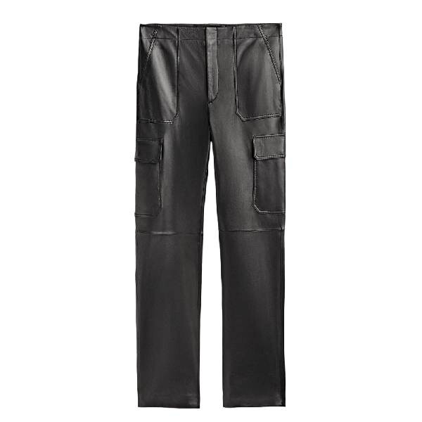 

Брюки Massimo Dutti Leather Cargo Studio, черный