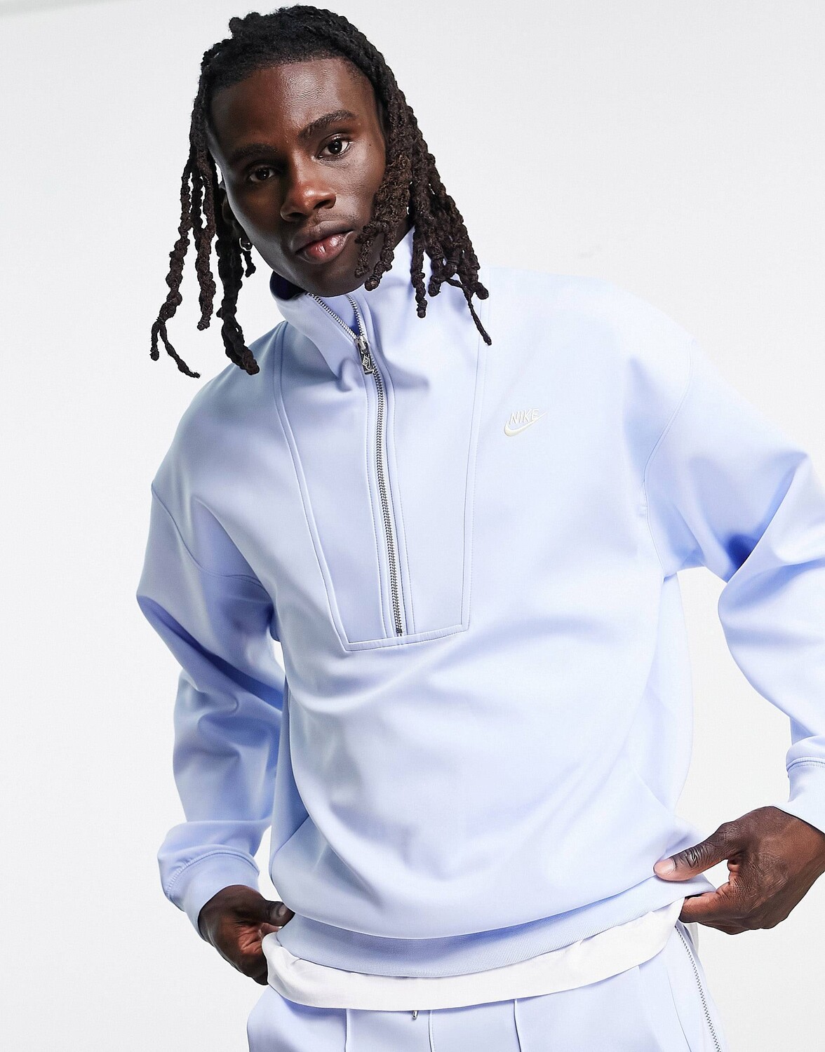 

Голубой свитшот Nike circa на молнии до половины