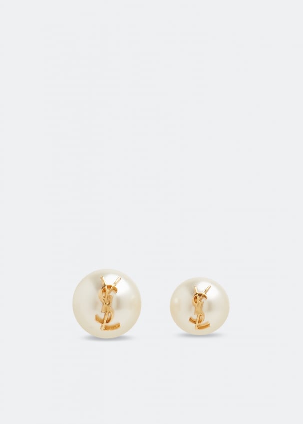 цена Серьги SAINT LAURENT YSL pearl earrings , белый