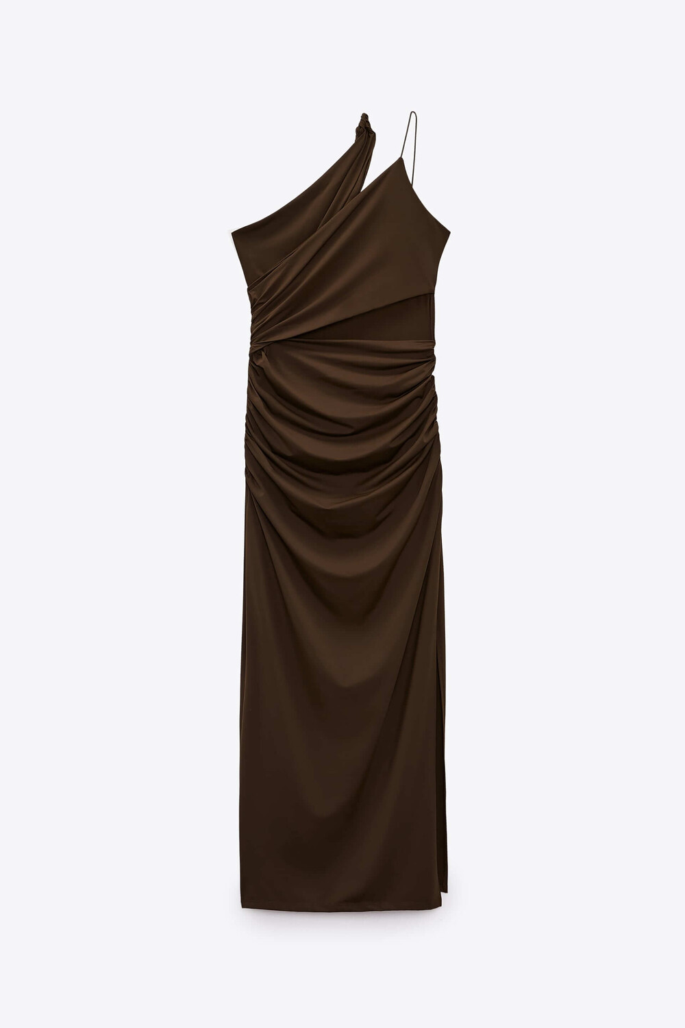 

Платье Zara Gathered Detail Cut-out, коричневый