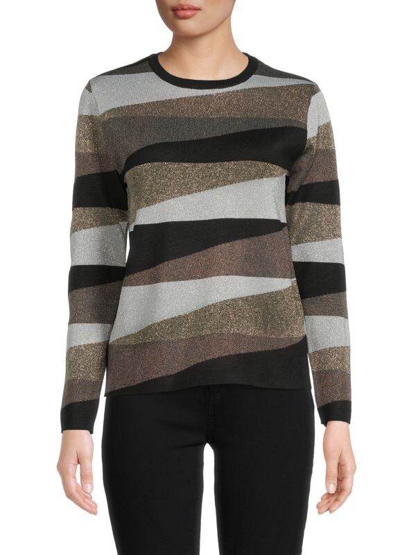 

Свитер в металлическую полоску YAL New York Black multi