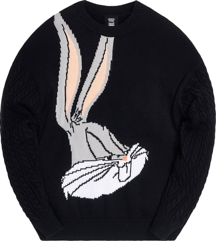 Толстовка Kith x Looney Tunes Bugs Bunny Crewneck 'Black', черный - фото