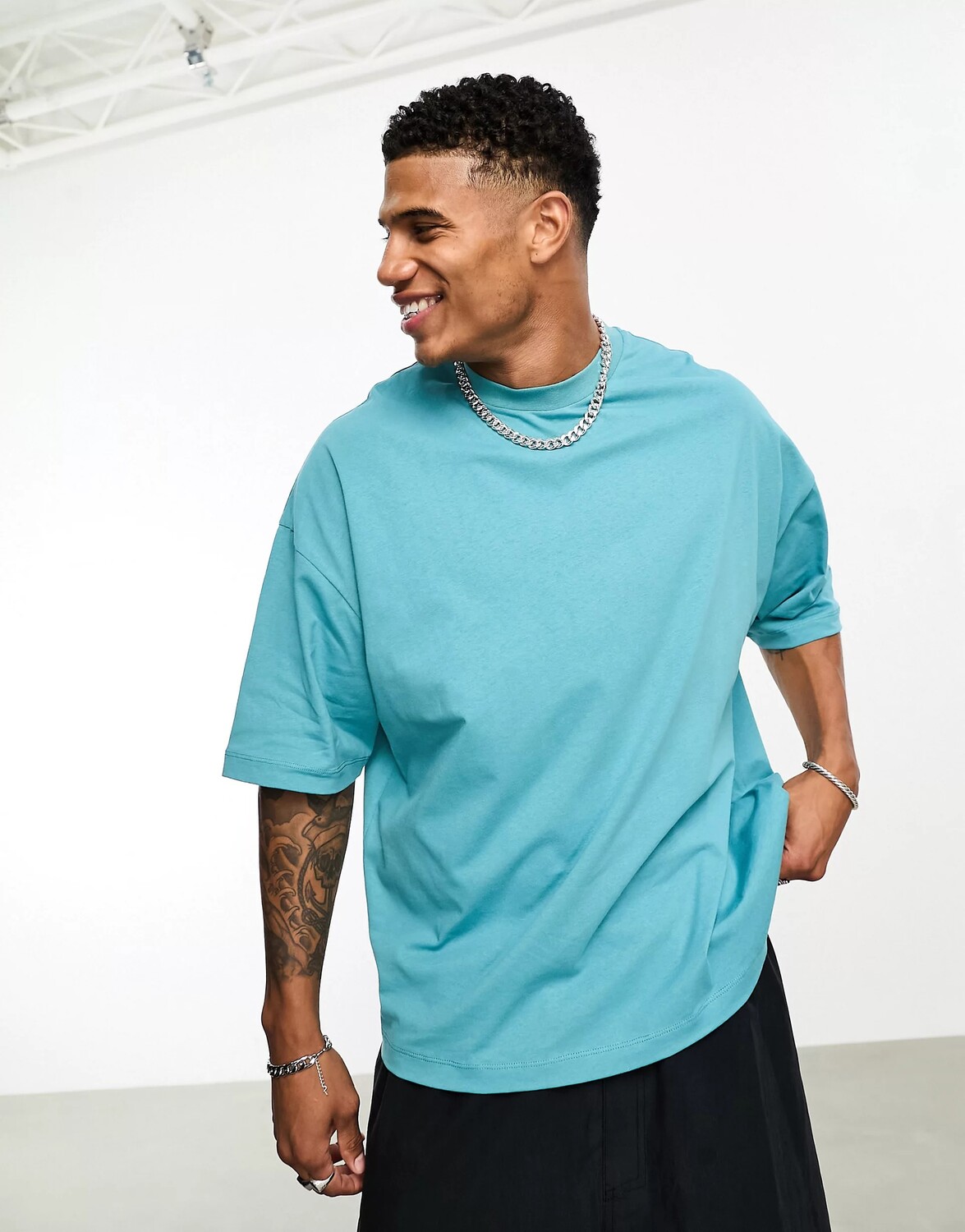 

Футболка Asos Design Oversized With Brooklyn City Back Print, синий