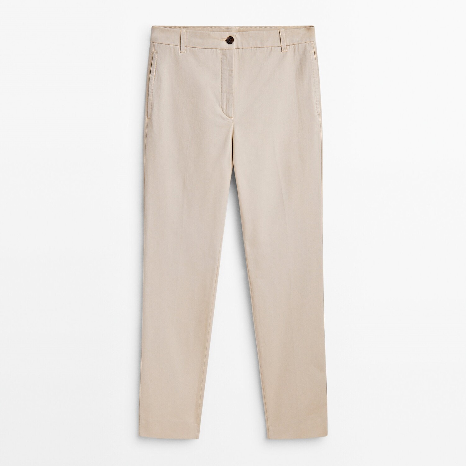 

Брюки чинос Massimo Dutti Slim Fit Cotton Blend, бежевый