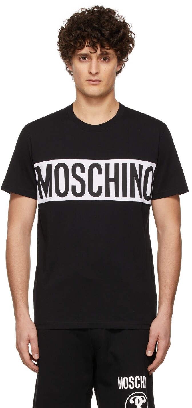 

Черная футболка с логотипом Moschino