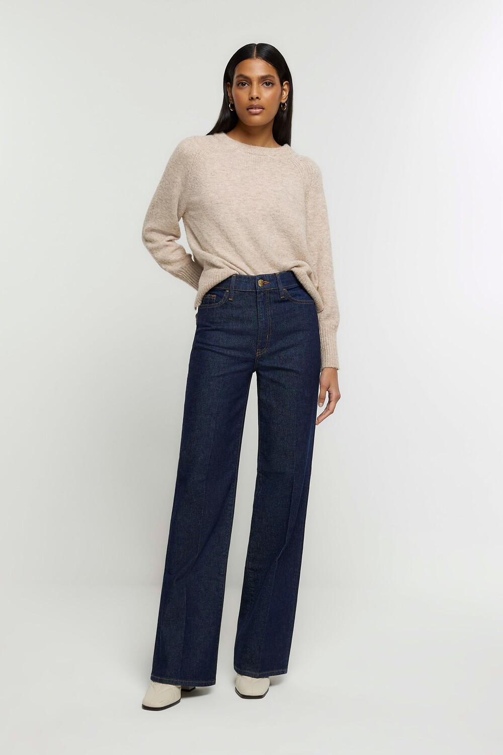 

Широкие джинсы с завышенной талией River Island, синий
