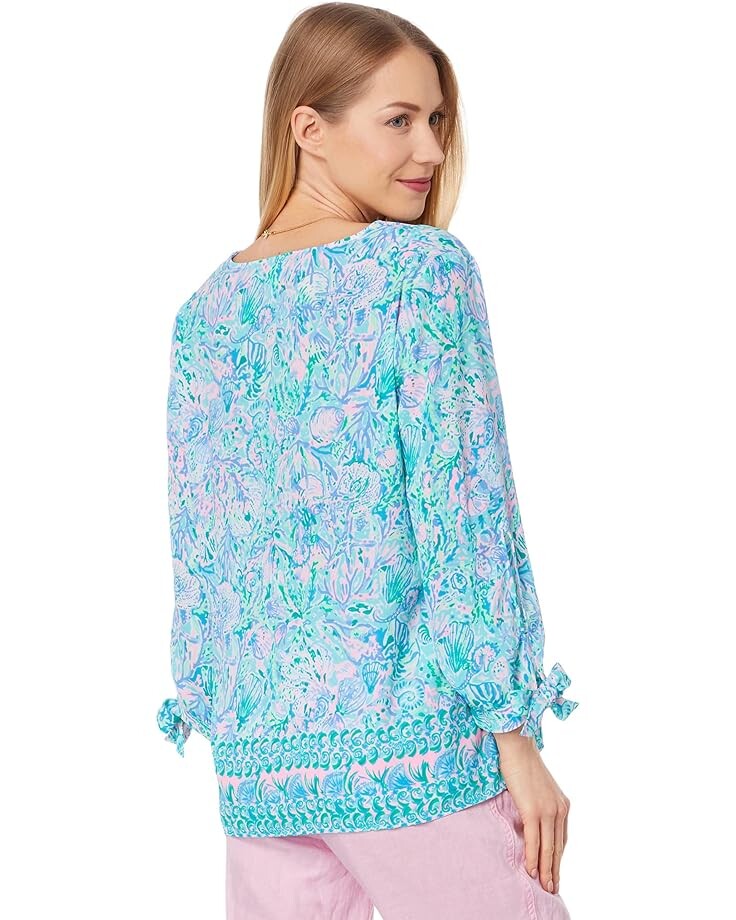 

Топ Lilly Pulitzer 3/4 Sleeve Pamala Top, цвет Surf Blue Soleil It On Me