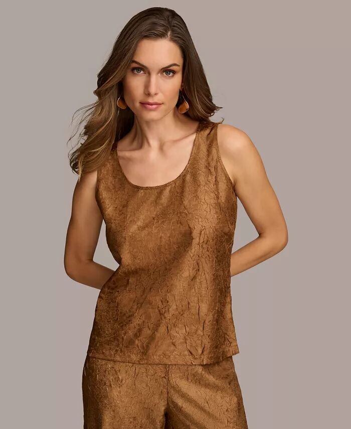 

Donna Karan Женская текстурированная майка металлик с круглым вырезом Donna Karan New York, золото