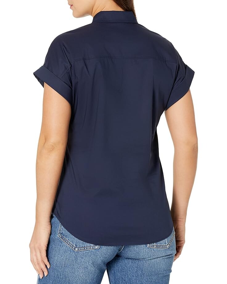 

Рубашка LAUREN Ralph Lauren Petite Twist-Front Cotton Short Sleeve Shirt, цвет French Navy